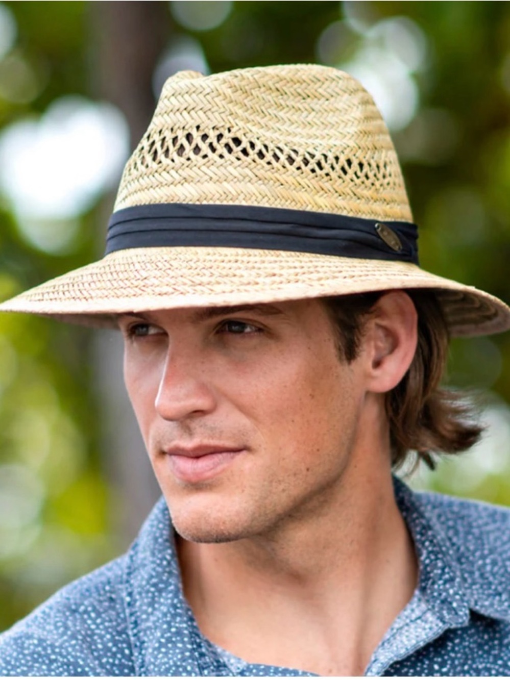 Panama Jack Natural Straw Fedora with Black Band